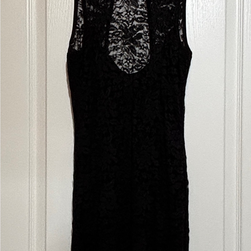 Vintage Elegant Black Lace Dress Cocktail HOCO Formal Goth Size M Clubwear